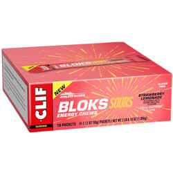 Clif Shot Bloks - Sour Strawberry Lemonade, with 25mg Caffeine, Box of 18